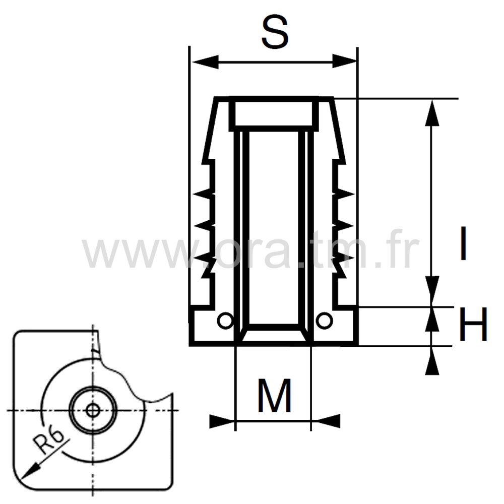 IOC - INSERTION FILETEE - TUBE CARRE